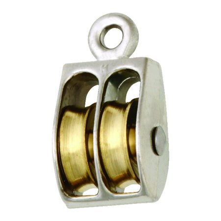 CAMPBELL CHAIN & FITTINGS Campbell 1 in. D Nickel Copper Ridge Eye Double Sheave Rigid Eye Pulley T7655212N